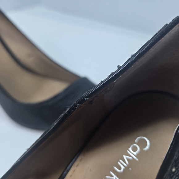 Calvin Klein Calida Black Lizard Skin Textured Stiletto Heels Size 9 Women's - Picture 11 of 16